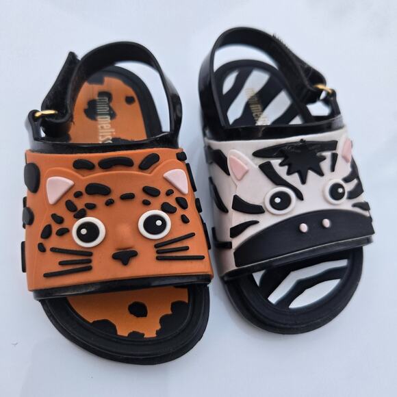 Mini Melissa Zoo‎ Animal Sandal Tiger Zebra Size 6 Toddler - Picture 1 of 6